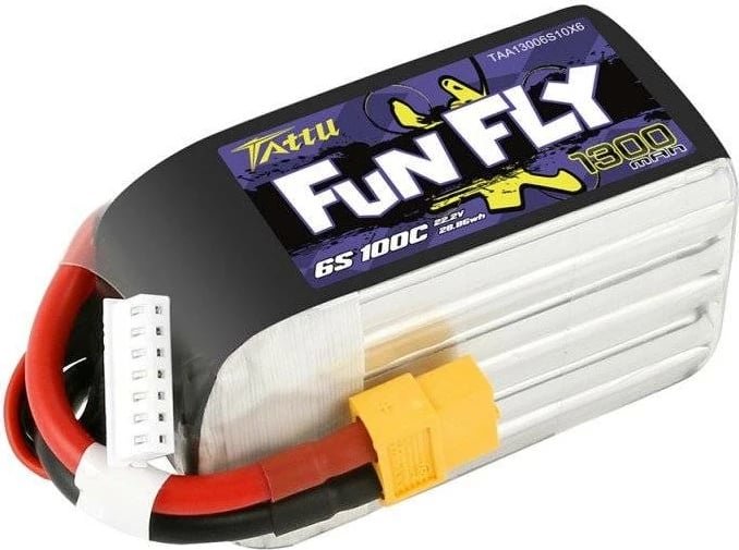 Bateri Tattu Funfly 1300mAh 22,2V 100C 6S1P XT60