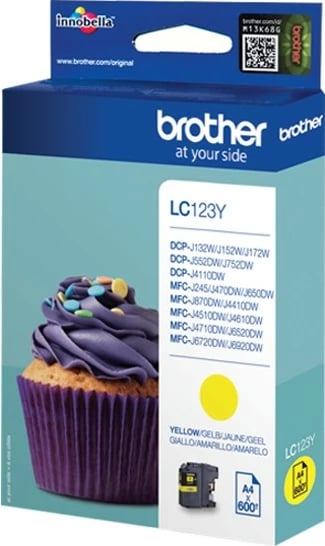 Toner Brother LC123Y, 600 faqe, Ngjyrë e verdhë