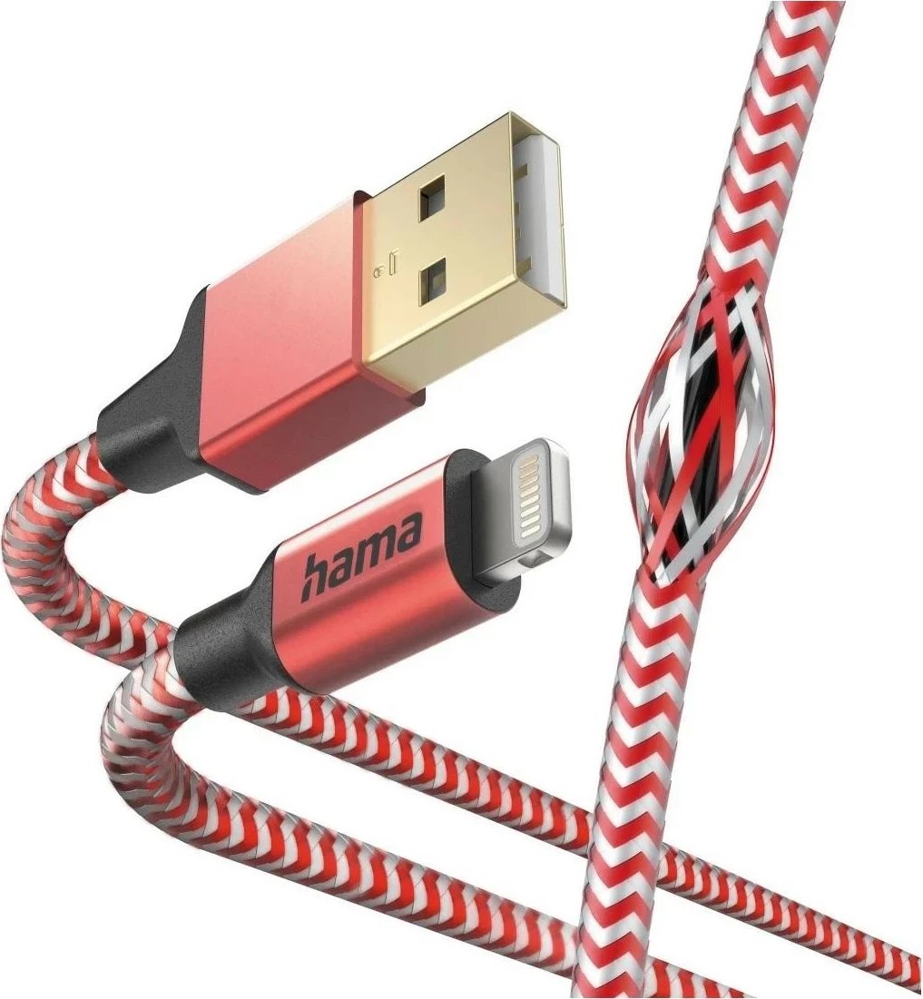 Kabëll Hama Reflected USB-A/Lightning 1.5m kuq Kabëll Hama Reflected USB-A/Lightning 1.5m kuq