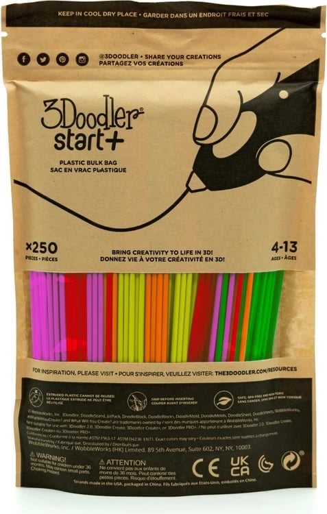 Filament 3Doodler Start+, 250 copë, plastikë kompostuese, neon