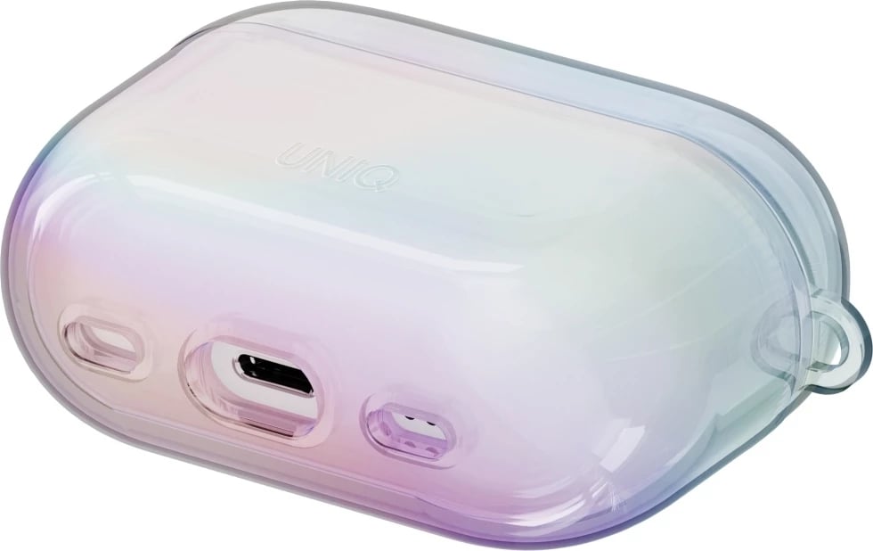 Mbështjellës UNIQ Iridescia për AirPods Pro 2, Holo White me karabiner