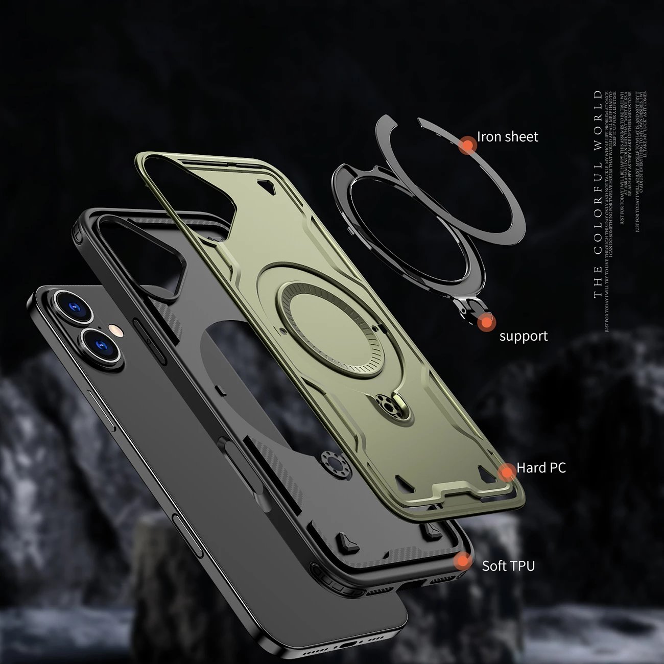Mbështjellës Hurtel Hybrid Armor Trendy me MagSafe për iPhone 16, Jeshil