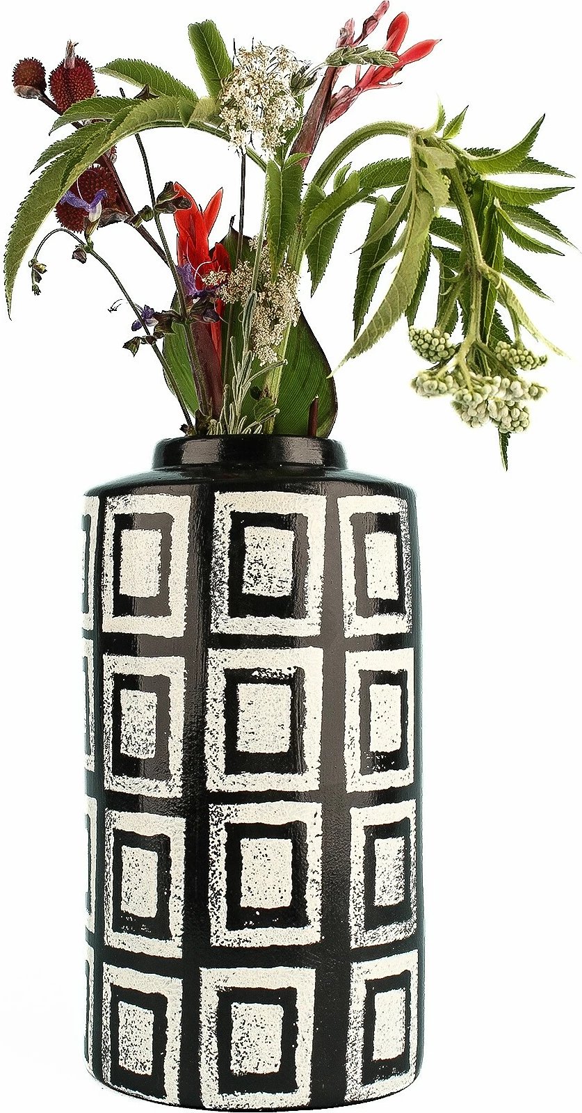 Vazo dekorative, e pikturuar me dorë, Evila Originals, YL710, ngjyrë e zezë dhe e bardhë, 13x23cm Vazo dekorative, e pikturuar me dorë, Evila Originals, YL710, ngjyrë e zezë dhe e bardhë, 13x23cm