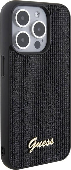 Mbështjellës Guess Disco Metal Script për iPhone 15 Pro, i zi Mbështjellës Guess Disco Metal Script për iPhone 15 Pro, i zi