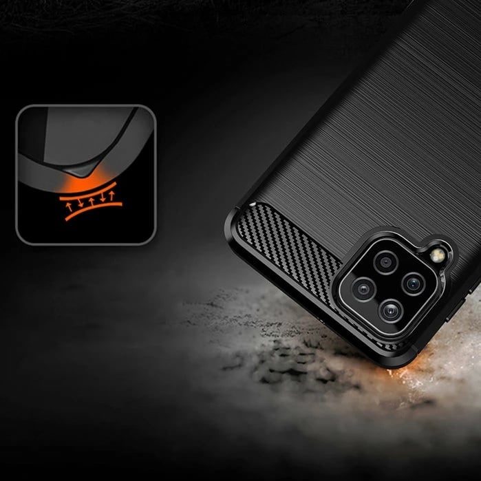 Mbështjellës Hurtel Carbon Case për Samsung Galaxy A22 4G, i zi