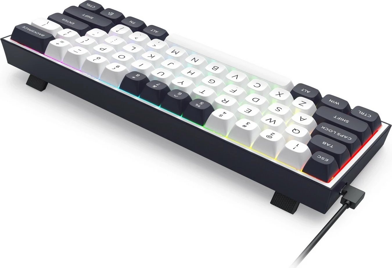 Tastierë mekanike Redragon ALCOR QMK K717WB-RGB-PRO, 60%, RGB, wireless/wired, bardhë-zi