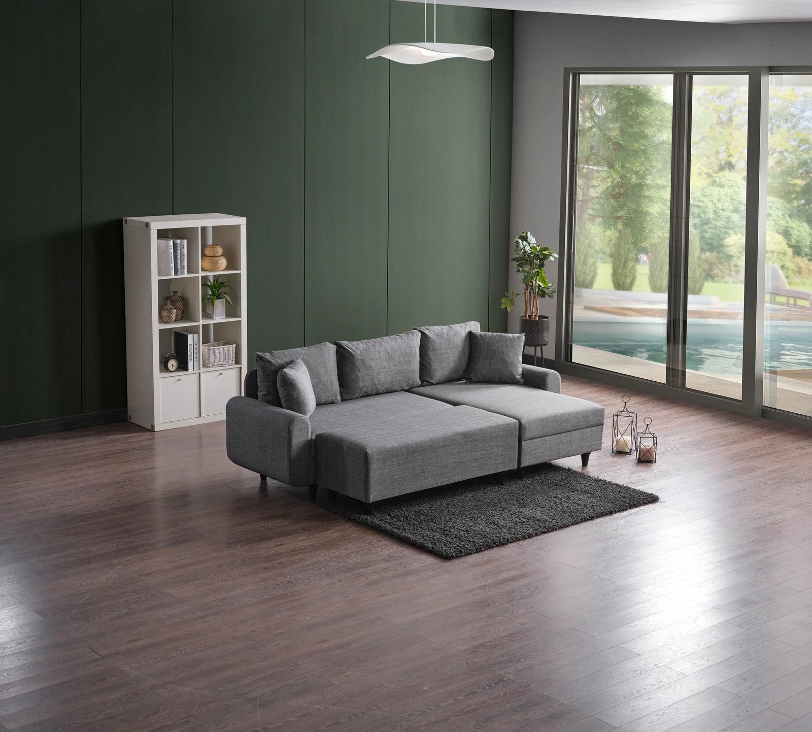 Kënd-sofë krevate Flavia, ngjyrë gri