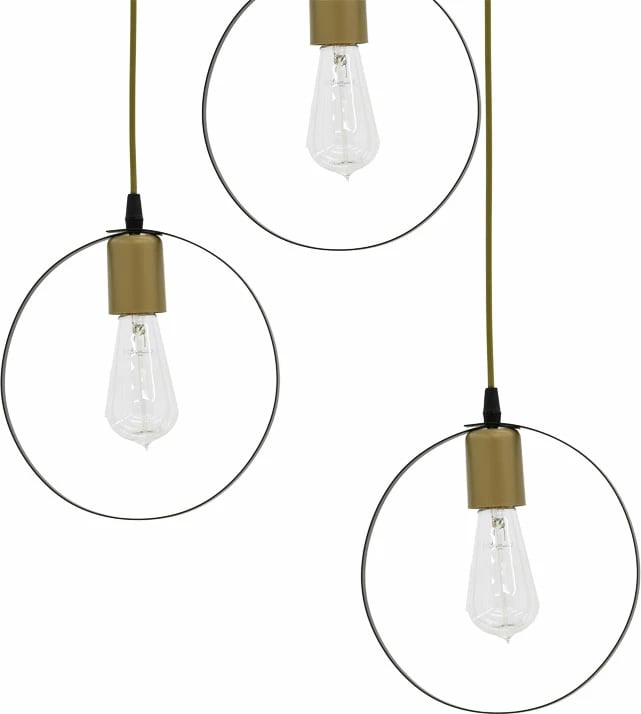 Llambë tavanore me 3 drita, ngjyrë zezë-ari, D30x79cm