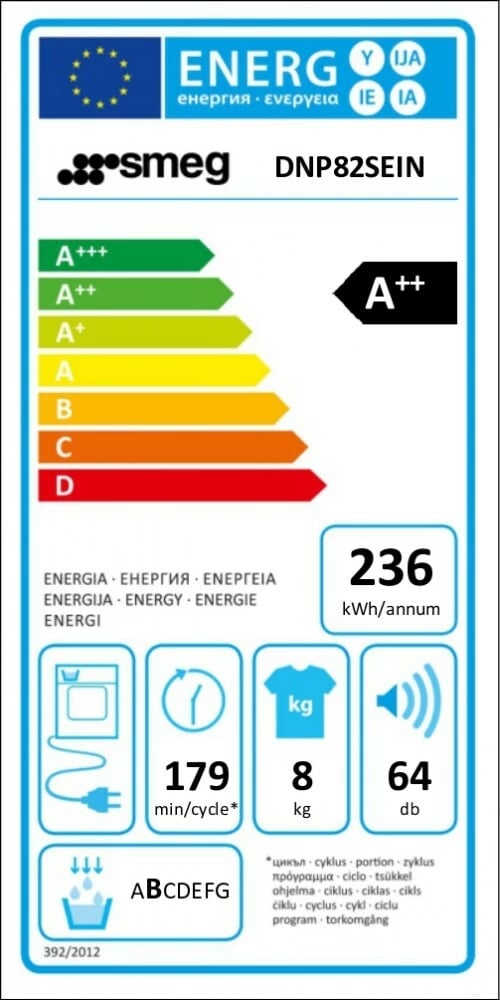 Tharëse e rrobave SMEG DNP82SEIN, 8 kg, e bardhë