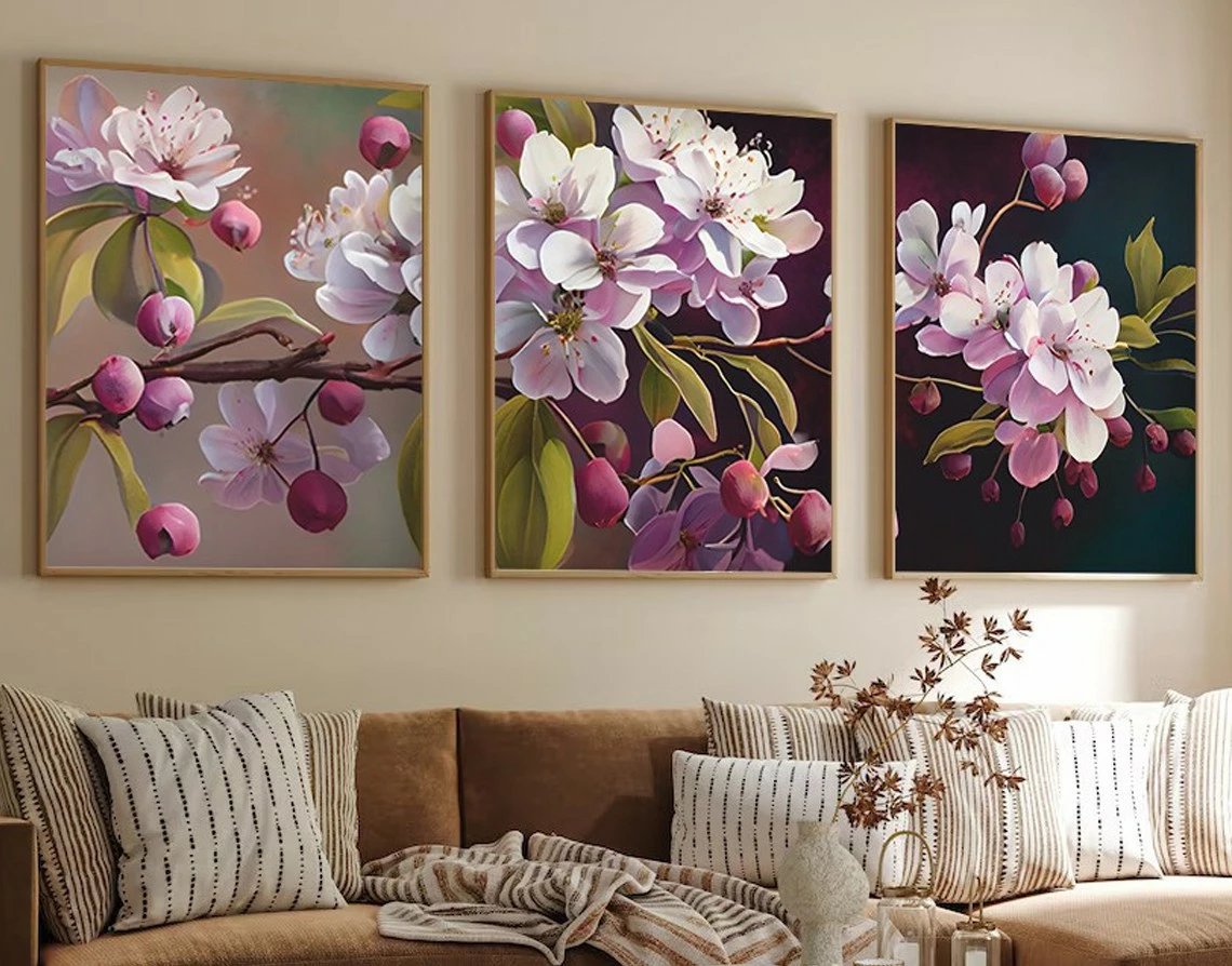 Pikturë dekorative me kornizë MDF (3 copë), Wallity, Huhu218, 35x50cm