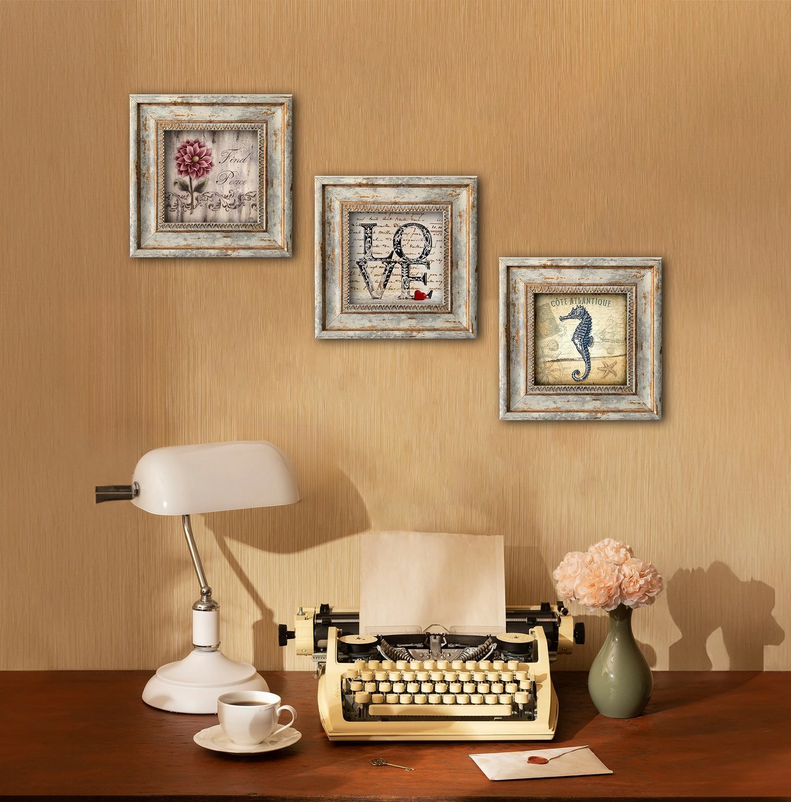 Pikturë dekorative me kornizë MDF (3 copë), Wallity, Huhu320, 30x30cm