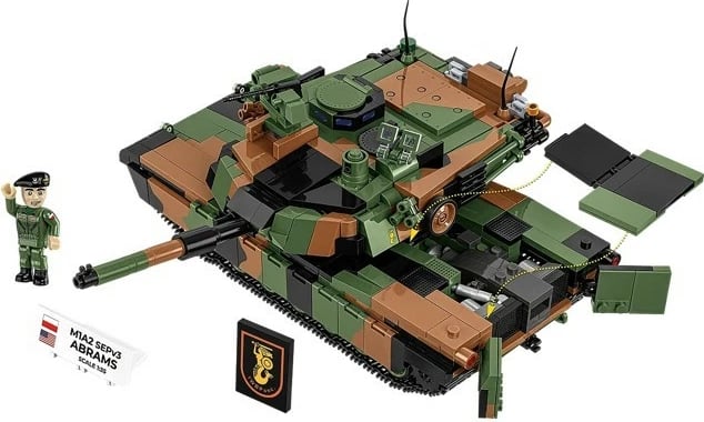 Set blloqe ndërtimi, Cobi, M1A2 SEPv3 Abrams COBI-2633, 1065 copë, shkallë 1:35, 1 figurë, 10+, kamuflazh