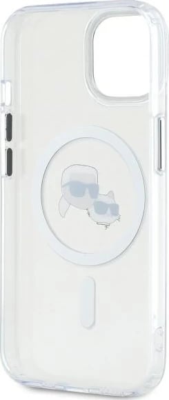 Mbështjellës Karl Lagerfeld IML Metal Karl&Choupette Head MagSafe për iPhone 14, Bardhë