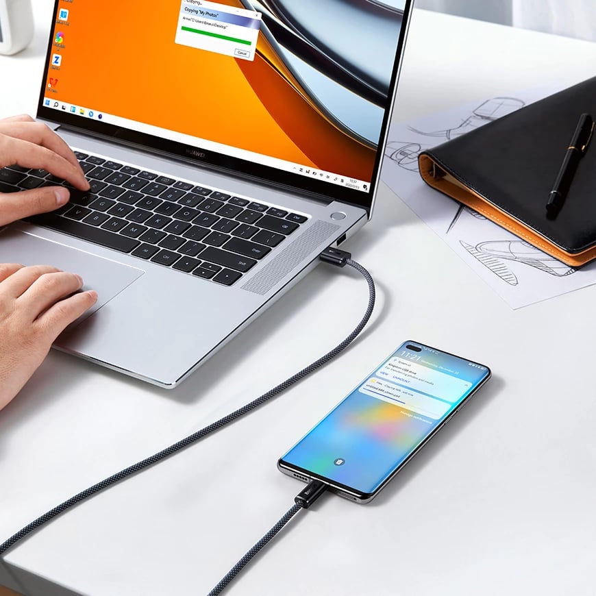 Kabllo Baseus Dynamic Series USB-A në USB-C, 2m, 100W, Bardhë