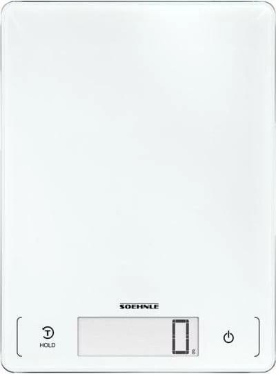 Peshore kuzhine dixhitale, Soehnle, Page Profi 300 (61507), kapacitet 20 kg, LCD i madh, sensor-touch, funksion HOLD, sipërfaqe qelqi, e bardhë