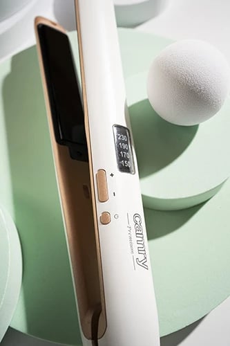 Drejtues flokësh, Camry, CR 2322, pllaka qeramike-turmalin, kontroll digjital, 4 temperatura 150-230°C, e bardhë