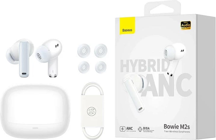 Kufje TWS Baseus Bowie M2s, in-ear, ANC, Bluetooth 5.3, Bardhë Kufje TWS Baseus Bowie M2s, in-ear, ANC, Bluetooth 5.3, Bardhë