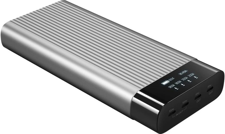 Power bank Targus, OLED display, 4 porta USB-C, 100W, argjendtë