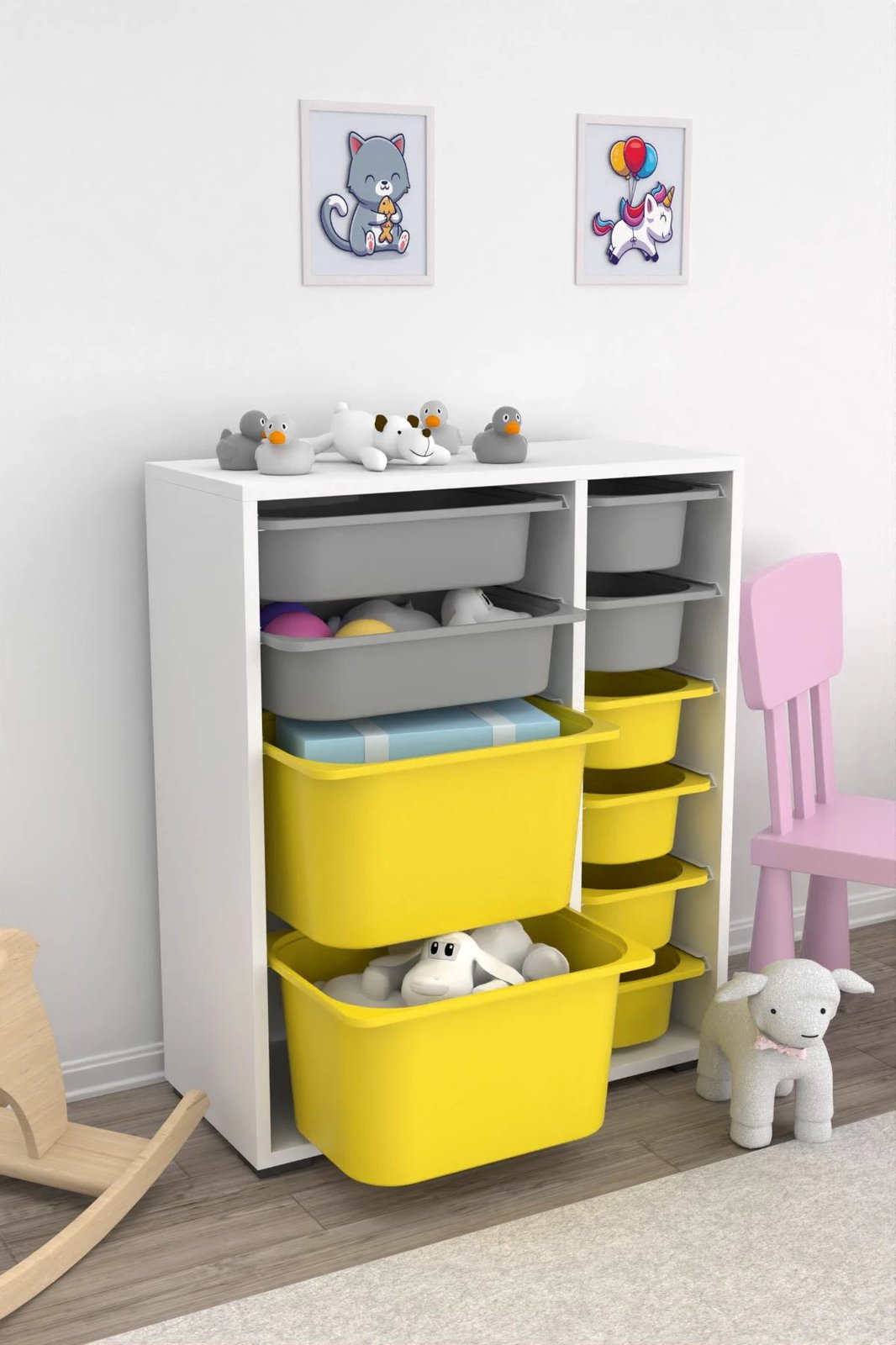 Dollap multifunksional Hanah Home, Zen 2D2K6U, i bardhë, gri, verdhë