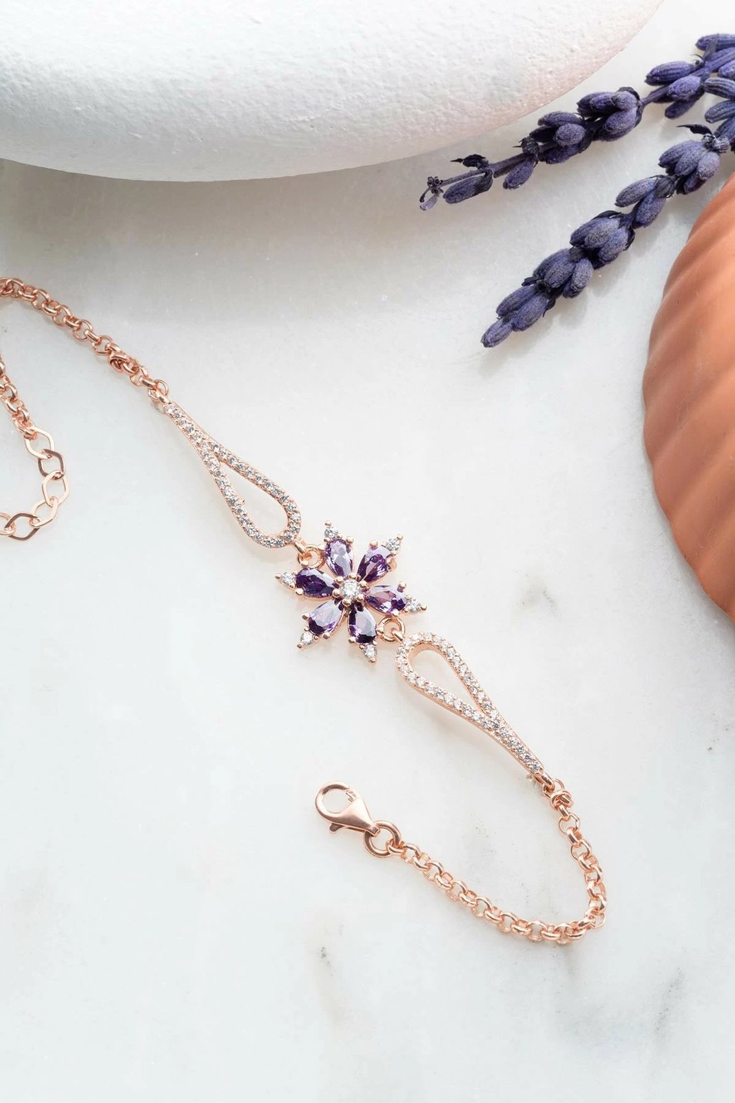 Byzylyk argjendi Jumeon, ngjyrë rozë e artë dhe vjollcë, NRZ999116