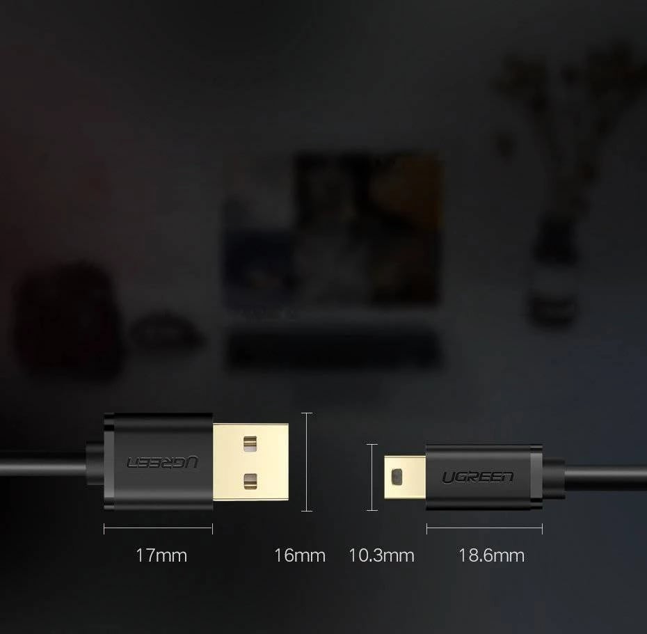 Kabllo USB UGREEN 30472, mini USB, 2m, e zezë