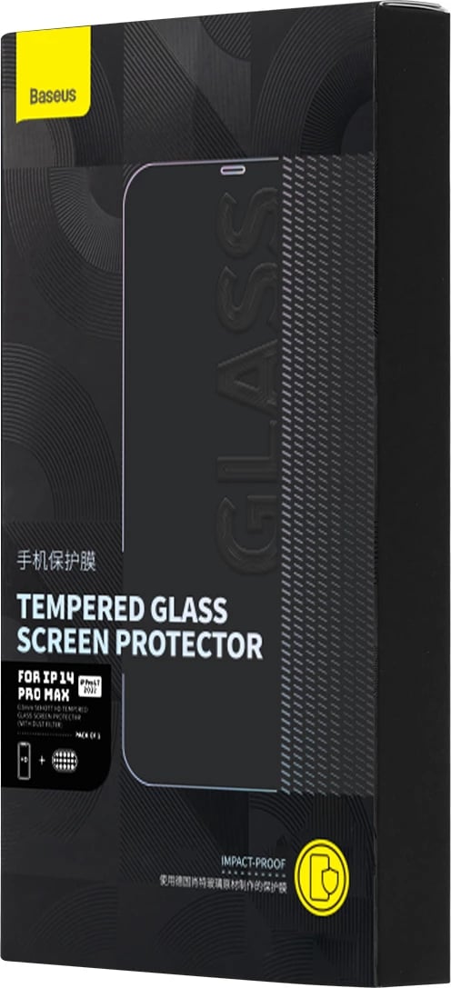 Mbrojtës ekrani tempered glass Baseus për iPhone 14 Pro Max, 0.3mm, me mbrojtje për altoparlant, Transparent Mbrojtës ekrani tempered glass Baseus për iPhone 14 Pro Max, 0.3mm, me mbrojtje për altoparlant, Transparent