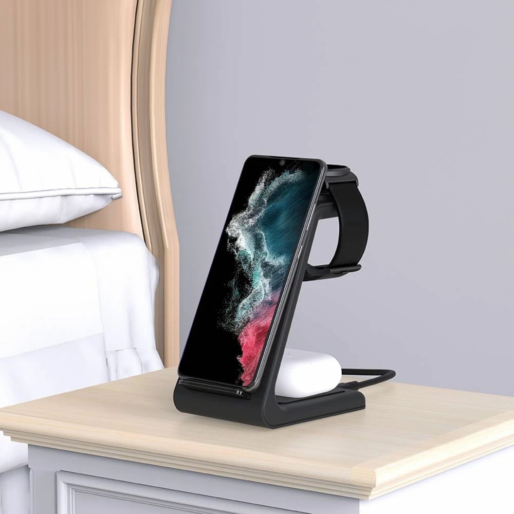 Stacion karikimi 3-në-1 Tech-Protect QI15W-A36, për Android, e zezë