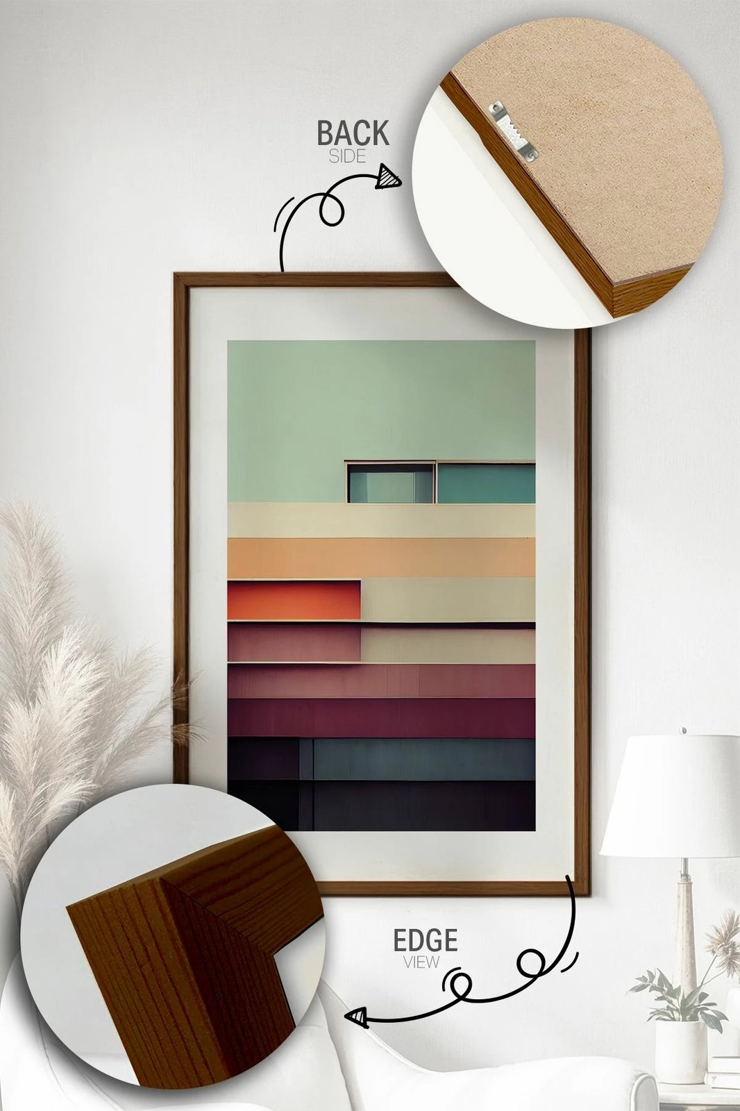 Pikturë dekorative me kornizë, shumëngjyrëshe, Wallity, Lmnmdlkahve18, 33x48cm