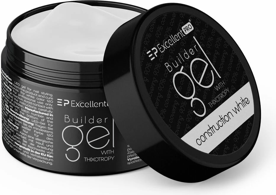 Xhel ndërtues për thonj Excellent PRO With Thixotropy Construction White për femra, 15g