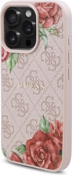 Mbështjellës Guess GUHMP16LP4ROPEMCP për iPhone 16 Pro 6.3", hardcase, MagSafe, rozë