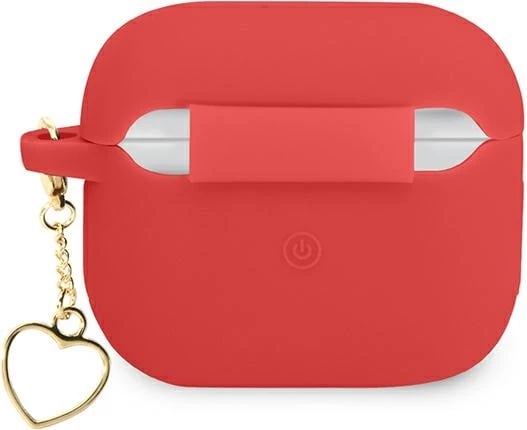 Mbështjellës Guess për AirPods 3, Charm Heart Collection, silikon, Kuq