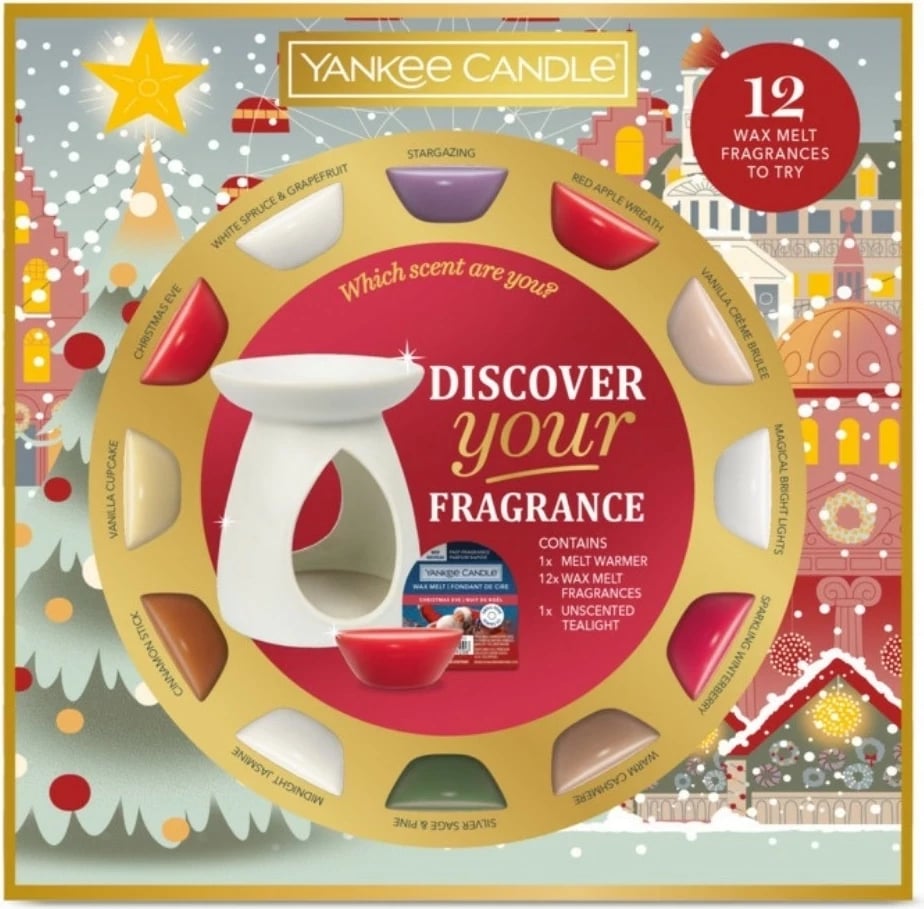 Set Yankee Candle Passport To The Holidays, kominek, 1 tealight, 12 woskë, e bardhë
