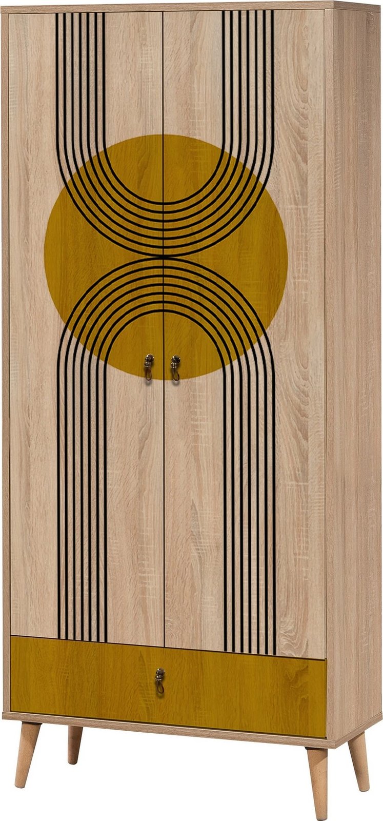 Dollap Hanah Home, City Gradrop Sun, shumëngjyrësh, me dizajn abstrakt, 80x190x45cm