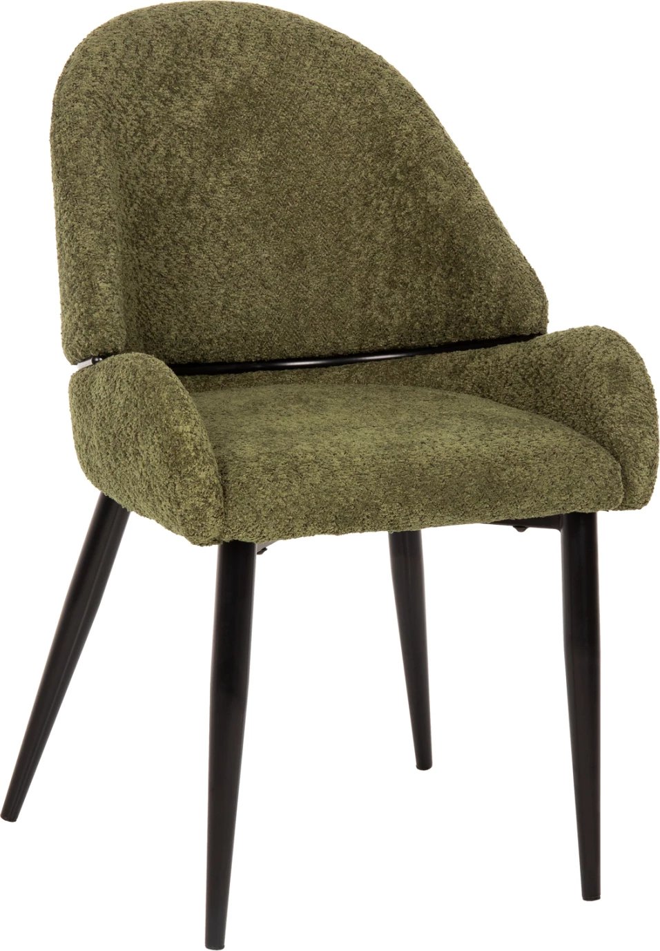 Karrige SARKY FH8585.03, pëlhurë boucle e gjelbër, këmbë metalike të zeza, 55x62x89H cm., set prej 2 copë