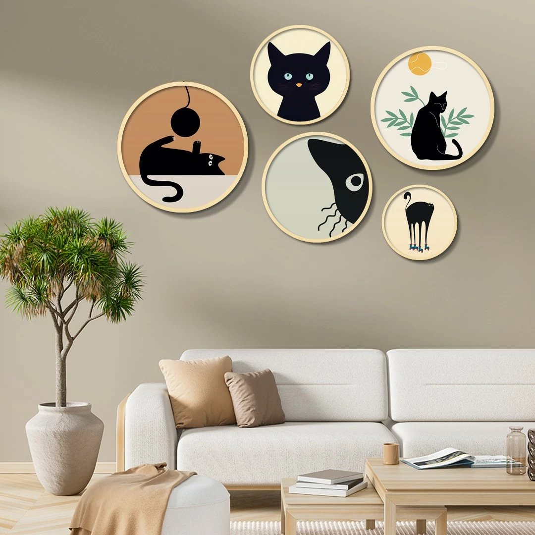 Set pikturash dekorative me kornizë MDF, 5 copë, Wallity, Yats-07