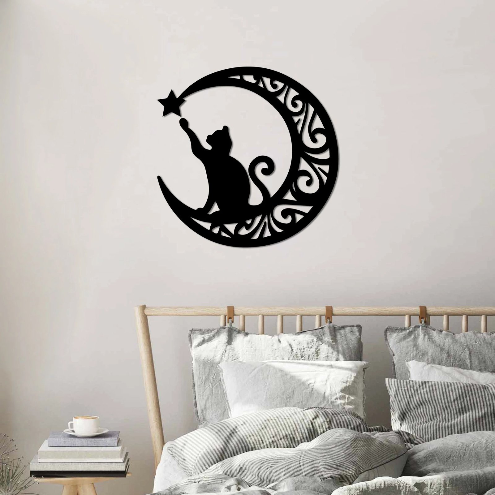 Aksesor dekorativ metalik për mur, mace, Wallity, 55x55cm