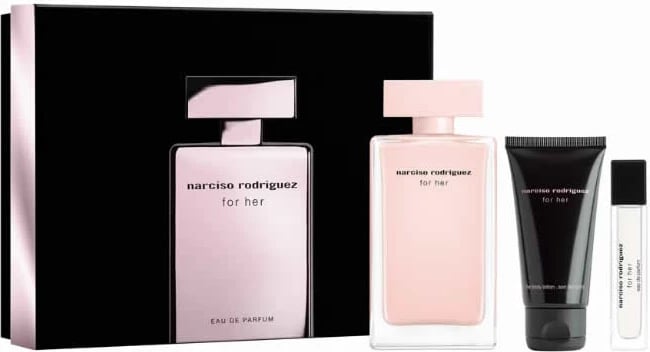 Set Eau de Parfum për femra Narciso Rodriguez For Her, 3 pjesë, 100ml