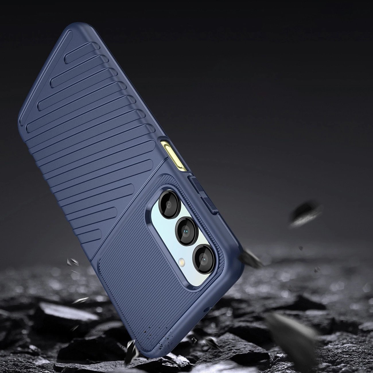 Mbështjellës Hurtel Thunder Case për Samsung Galaxy A56/A36, silikon, me kapak dhe mbajtëse, kaltër