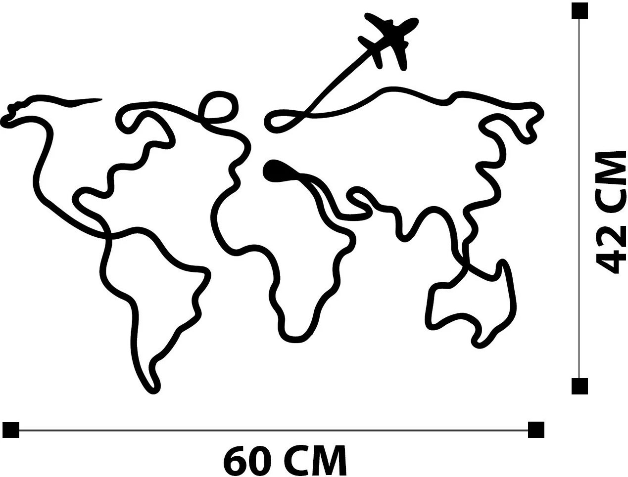 Aksesor dekorativ metalik për mur, Wallity Mozzafiato, ngjyrë e zezë, 60x42cm
