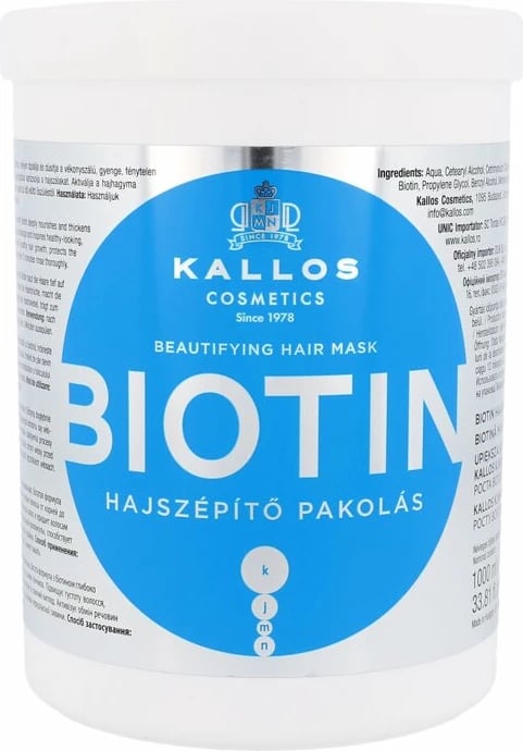 Maskë për flokë për femra Kallos Cosmetics Biotin, 1000ml