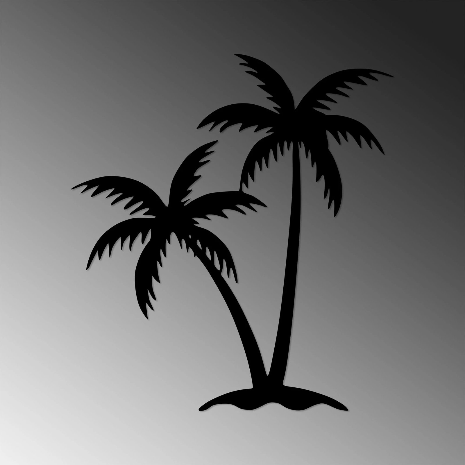 Aksesor dekorativ metalik për mur, Palm 2 - 436, ngjyrë e zezë, 63x70cm