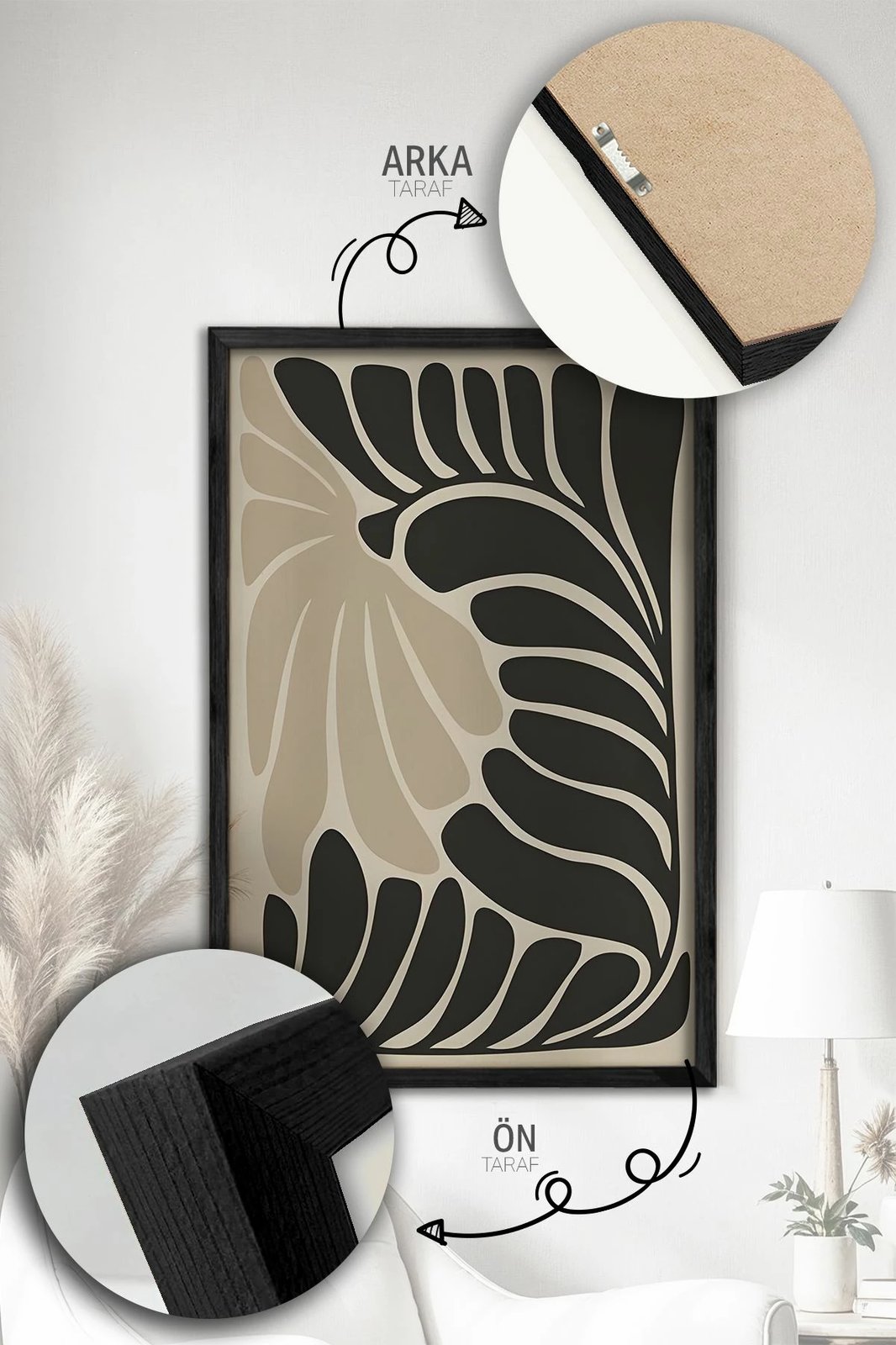 Pikturë dekorative me kornizë (3 copë), Wallity, Artvmodel32-Sıyah