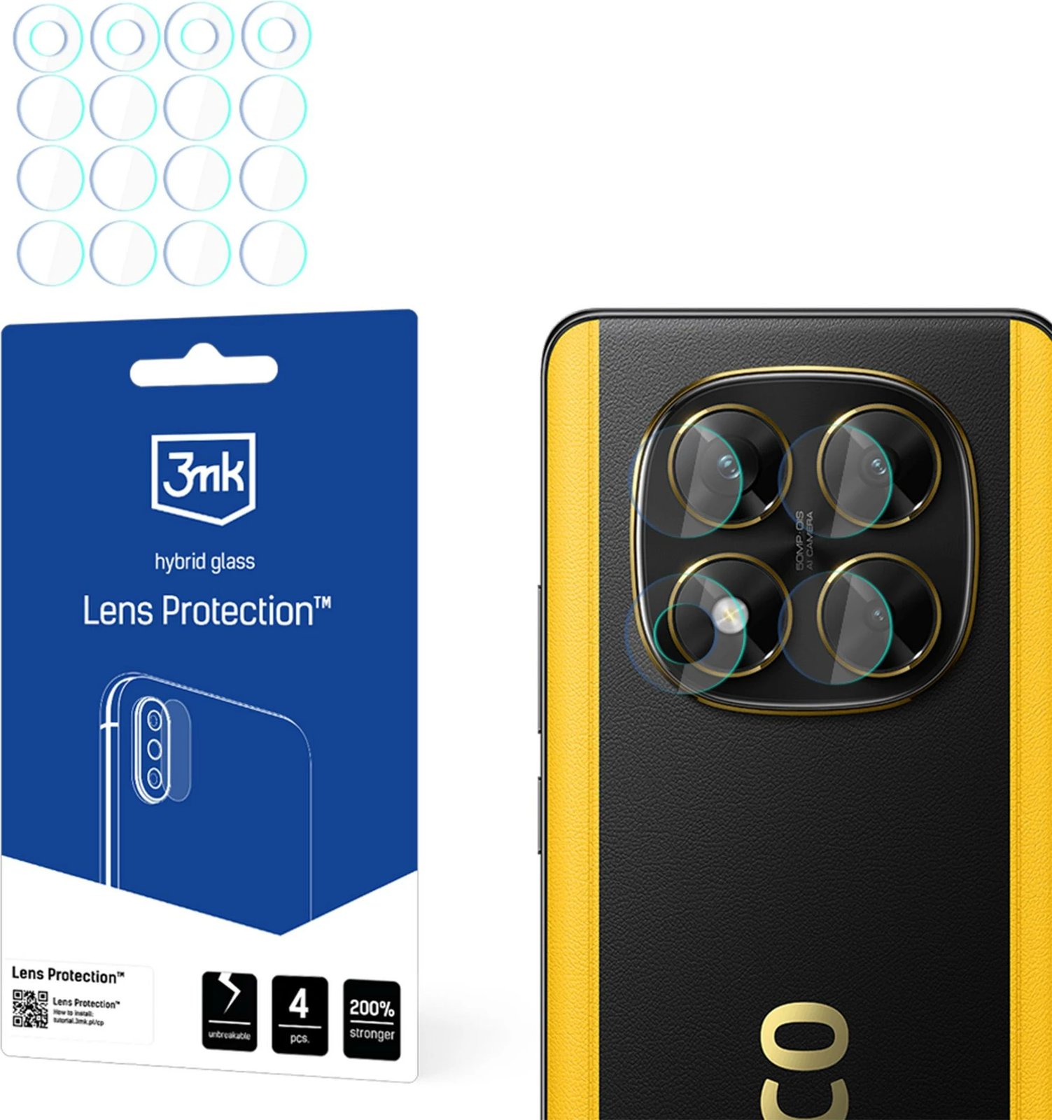 Xham mbrojtës kamerës 3mk Protection për Xiaomi Poco X7, 4 copë