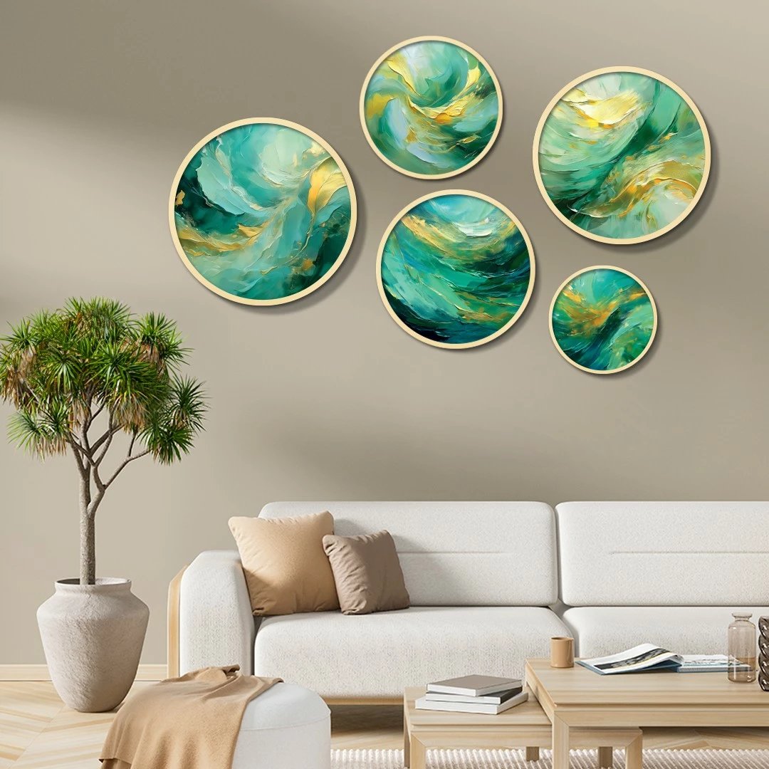 Set pikturash dekorative të kornizuara MDF (5 copë), Wallity, Yats-50