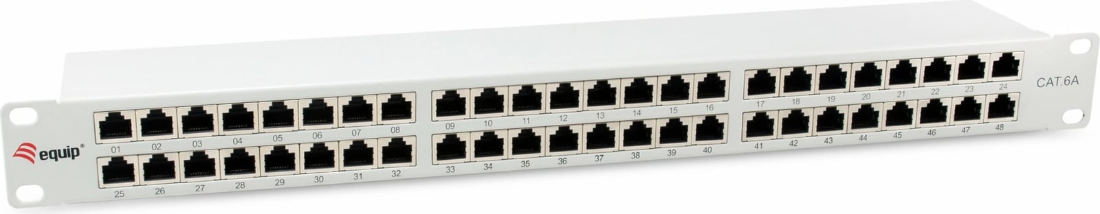 Patch panel Equip 326526, 48 porta, Cat6a, 10GBase-T, 1U, metalik, hiri