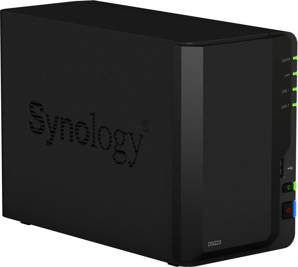 Kasë NAS Synology DS223, 2x HDD/SSD, 2GB RAM, 4x1.7GHz, 1xGbE, 3xUSB, e zezë