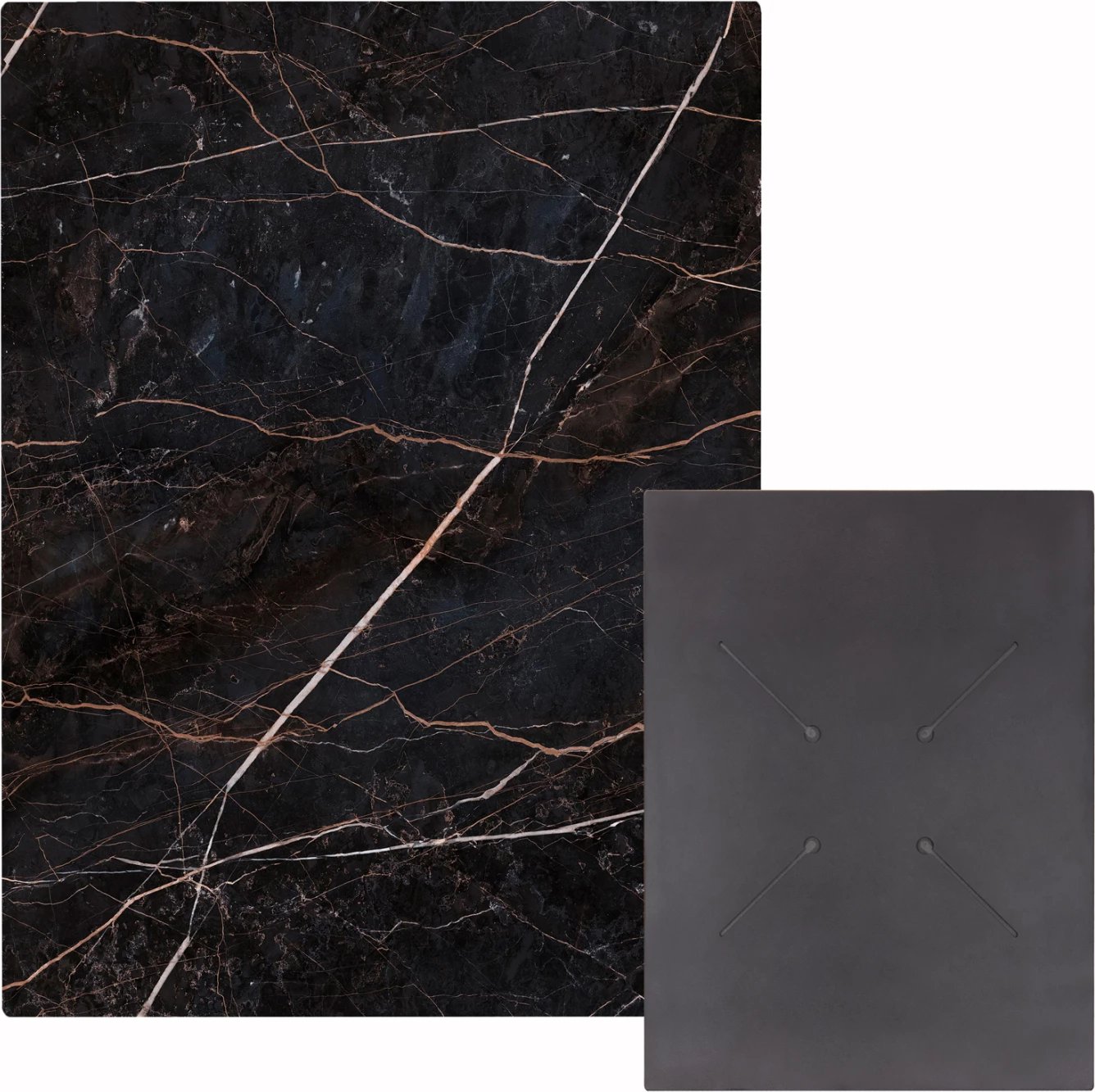 Sipërfaqe tavoline HPL, ngjyrë mermeri i zi, 60x80cm, set prej 2 copash