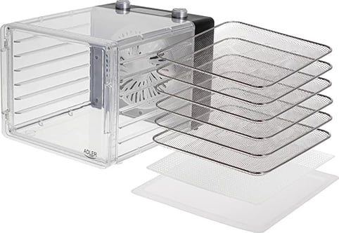 Tharëse ushqimi, Adler, AD 6660, 600W, 6 programe automatike, 30-75°C, 0.5-48 orë, 6 sita inoksi, palosshme