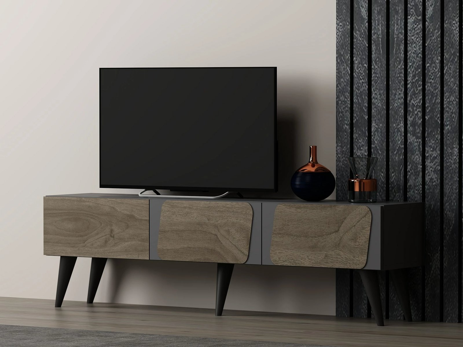 Komodë TV Skye Decor, Veas, anthracite, walnut