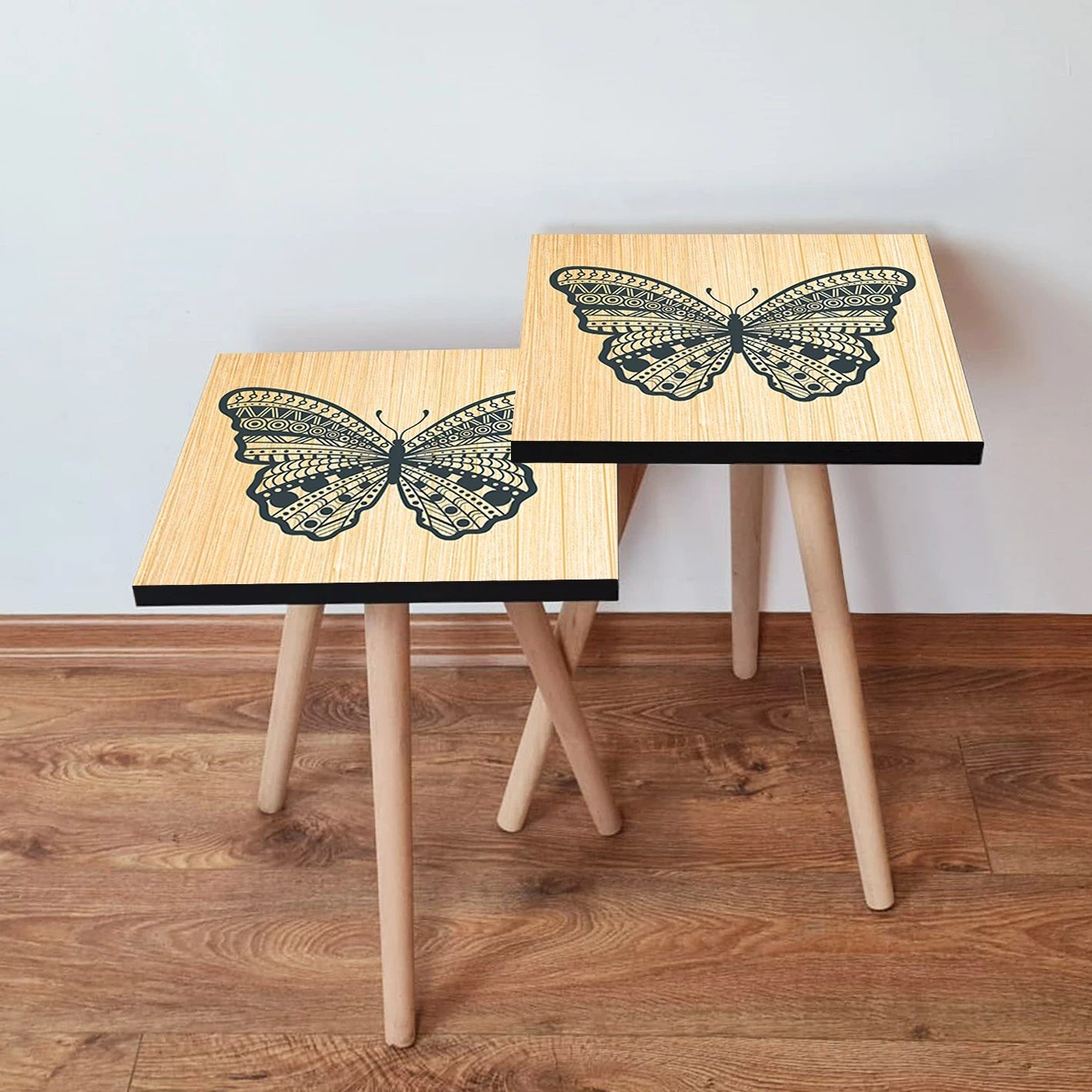 Tavolina të ndërlidhura (2 copë), Skye Decor, 2Shp13, bezhë/zezë